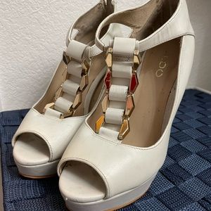 White and gold high heels